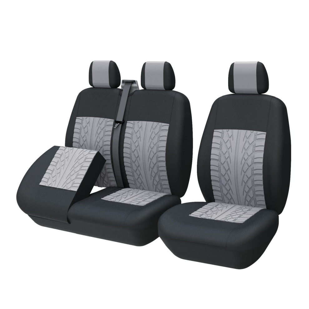 Toyoun Universal Van Seat Covers Single & Double Car Seat Covers, Separate Bottom Design Single Driver And Double Passenger Seat 2+1 Seat Cover, Gray 5051226485381