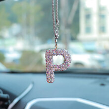 Bling Car Letter Charm, Car Rear View Mirror Ornament, Diamond Car Accessories, Rhinestone Auto Mirror Hanging Decor for Women