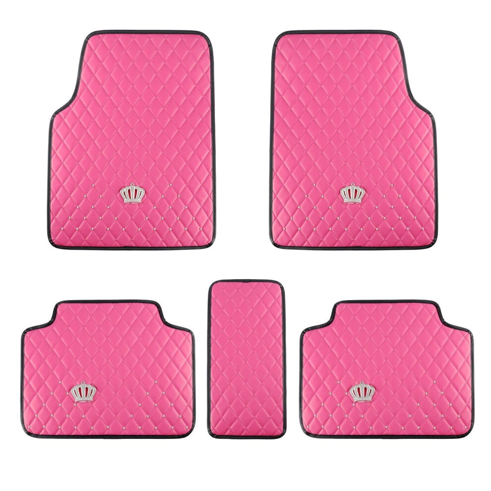 Eing All Weather Pu Leather Floor Mats For Car Suv & Truck - 5 Pack/Set (Front & Rear), Heavy Duty Protection, Crown Car Floor Cushion 5051226482847