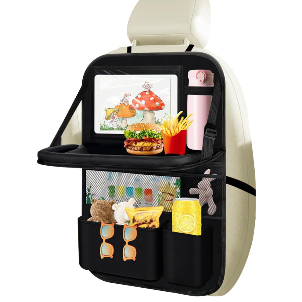 Car Seat Organiser For Kids Multifunctional Waterproof Car Seat Back Protectors Kick Mats With Foldable Tray And Many Pockets 61X42cm Large Storage Guijzsltrg