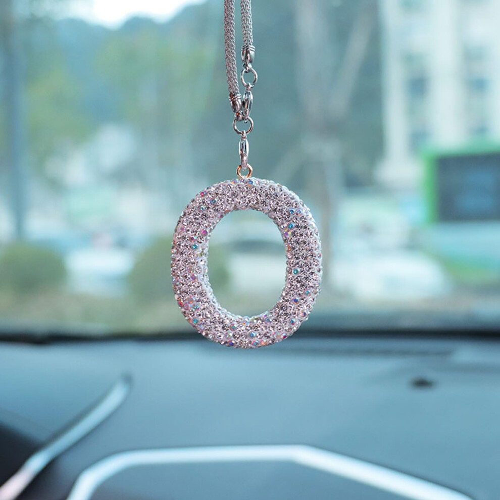 Bling Car Letter Charm, Car Rear View Mirror Ornament, Diamond Cars Accessories, Rhinestone Auto Mirror Hanging Decor For Women 5051226466793