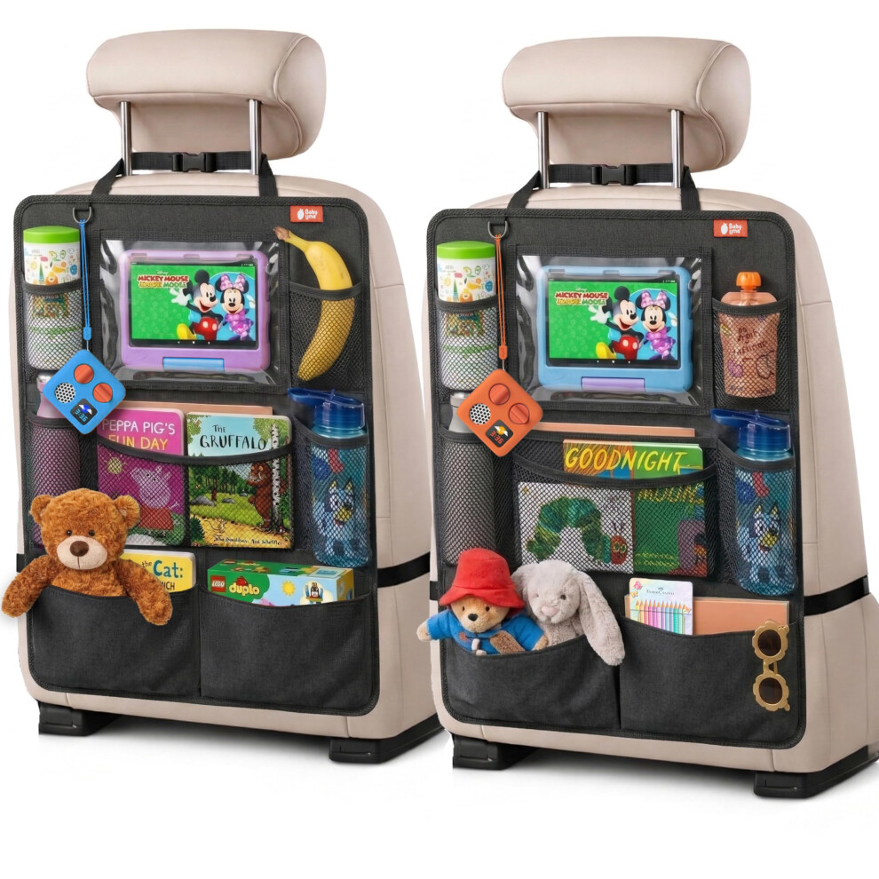Baby Uma Car Back Seat Organiser For Kids — 2 Pack | Rear Seat Organiser With Tablet Holder & Multiple Pockets | Kids Car Seat Organiser | Car Trave