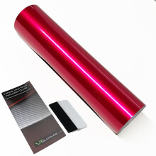 Candy Metallic Car Vinyl Wrap Film [Self Adhesive Air Release Film] with Squeegee Tool - Outdoor Rated for Car Automotive Use (Rose Red, 50 x 300cm)