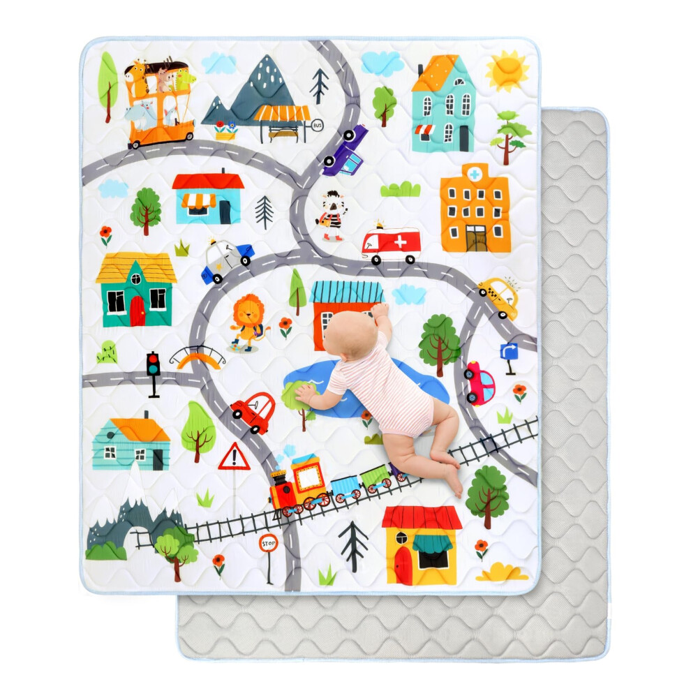 Extra Large Play Mat For Floor 150X180 Cm,Thick Playmats,Soft Non-Slip Mat For Crawling & Playing,Machine Washable Portable Playpen Mat Pad For Tummy Decalsweet