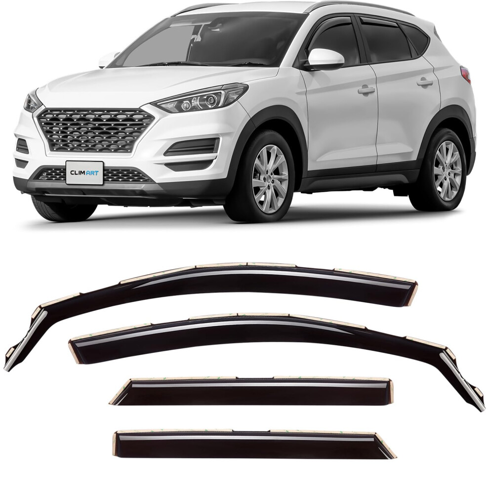 Clim Art In-Channel Wind Deflectors For/Compatible With Hyundai Tucson 2015-2020 Tl/Mk3 - Rain Deflector - Car Accessories - Car Wind Deflectors 5051226487279