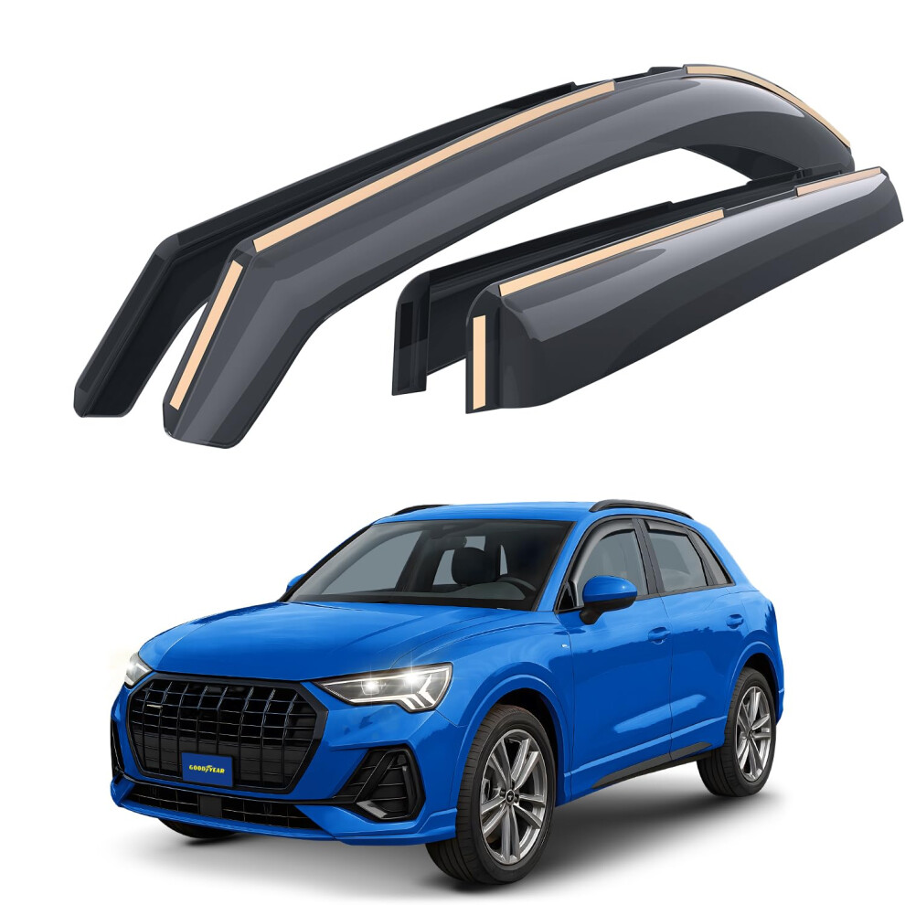Goodyear In-Channel Wind Deflectors For/Compatible With Audi Q3 2019-2024 Suv - Car Accessories - Rain Deflectors - Let Fresh Air In During Rain 5051226486524