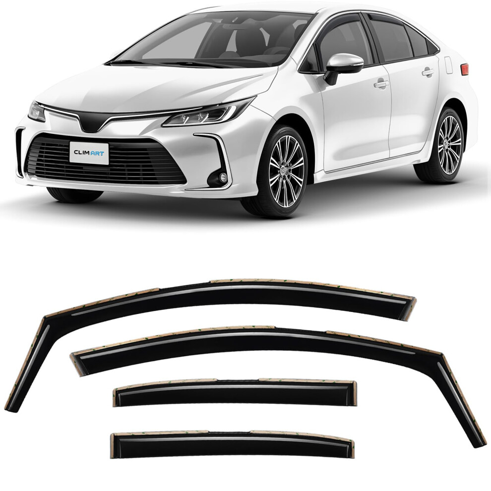Clim Art In-Channel Wind Deflectors For/Compatible With Toyota Corolla 2018-2026 E21 - Rain Deflector - Car Accessories - Car Wind Deflectors - Sun 5051226487255