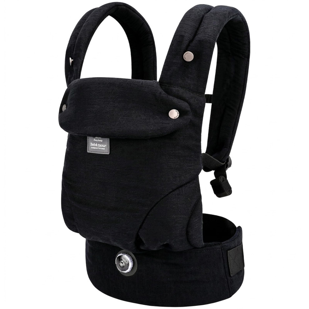Ergonomic Baby Carrier With Adjustable Hip Seat, Cotton Front & Back Infant Carrier For Newborn To Toddler 3.6–14.9Kg, Black Bebamour
