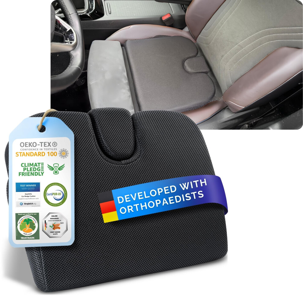 Healthfix Car Seat Wedge Cushion | Orthopedic Memory Foam Car Seat Wedge Pillow For Driving Comfort & Posture 5051226469886