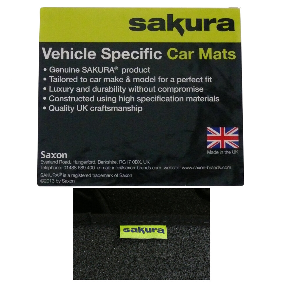 Sakura Car Mats For Mazda Mx5 Fits 2006 On Models - Black 5051226552823