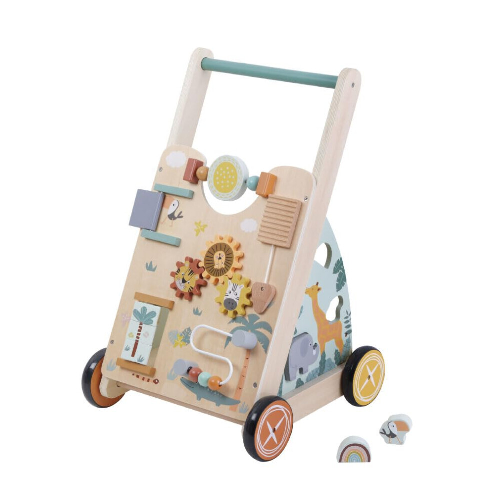 Jumini Introductory Offer - Wooden Baby Activity Walker – Safari-Themed Push Along Walker For Toddlers