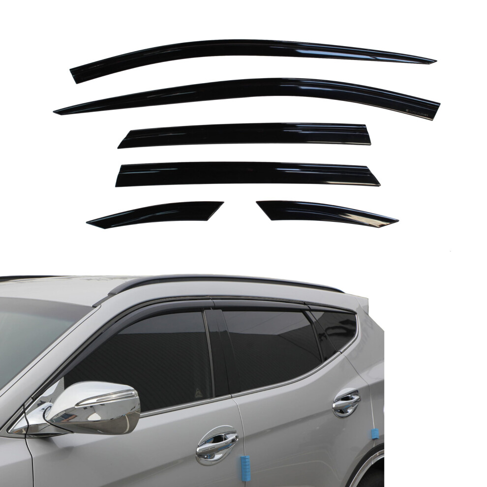 Auto Clover Wind Deflectors Set For Hyundai Santa Fe 2013-2018 (6 Pieces) 5051226486593