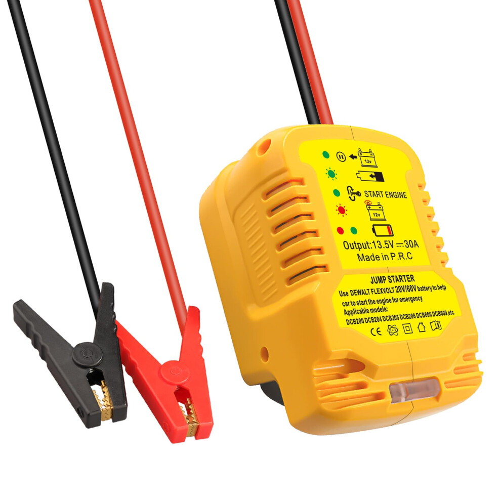 For Dewalt 18V Battery Car Jump Starter Adapter, Jumping Starter For 12V Car Up To 3.5L Gas Or 3.5L Diesel Engine, With 11Awg Cable And Clamp Kit 5051226471797