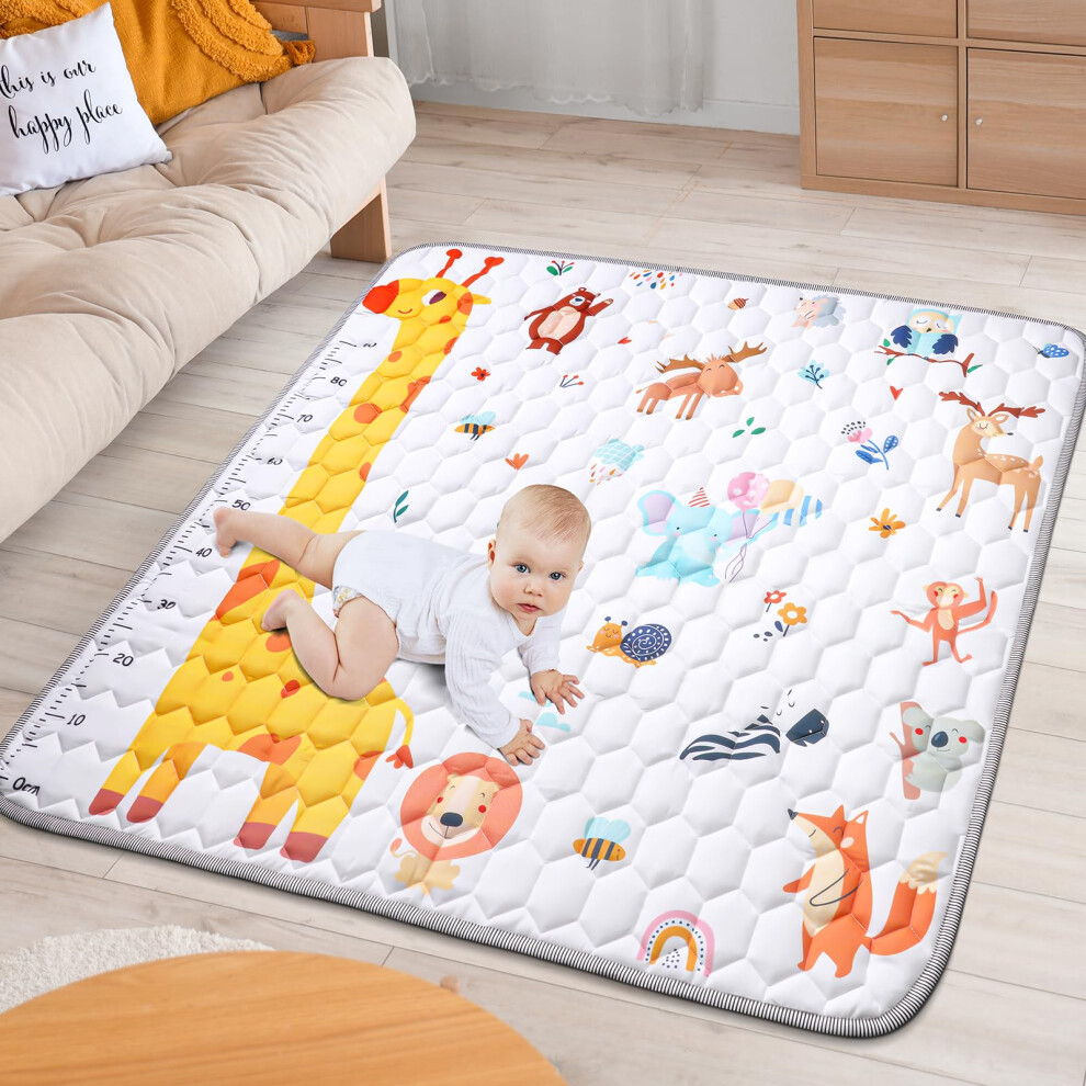 Baby Play Mat, Foldable Kids Playmat, Baby Play Mats For Floor, 127X127cm Waterproof Safe Floor Carpet, Baby Activity Play Mat For For Bedroom Aolso