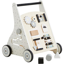 Wooden Baby Walker, Push and Pull Learning Activity Walker for 12+ Months, Multiple Activity Center for Boys Girls