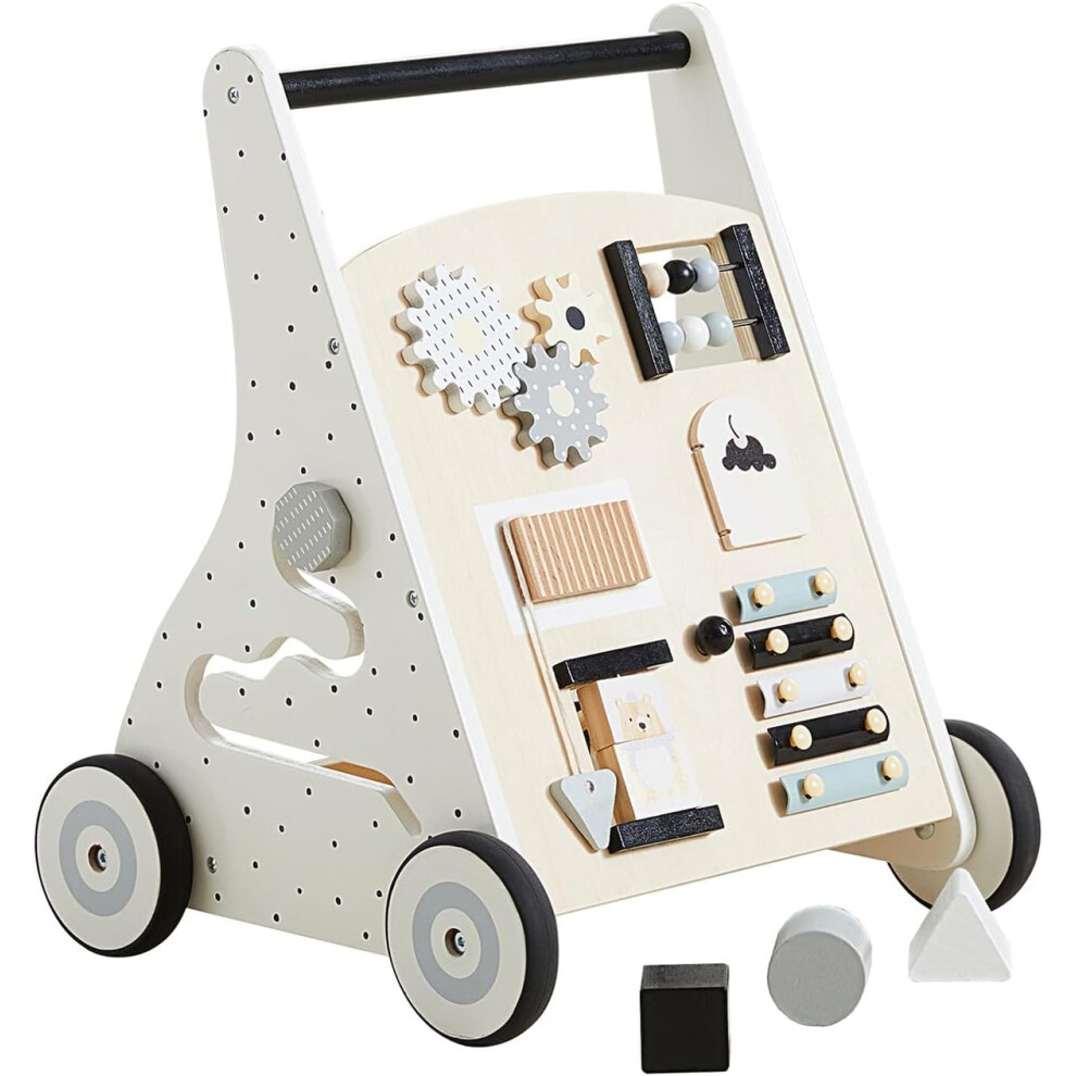 Asweets Wooden Baby Walker, Push And Pull Learning Activity Walker For 12+ Months, Multiple Activity Center For Boys Girls