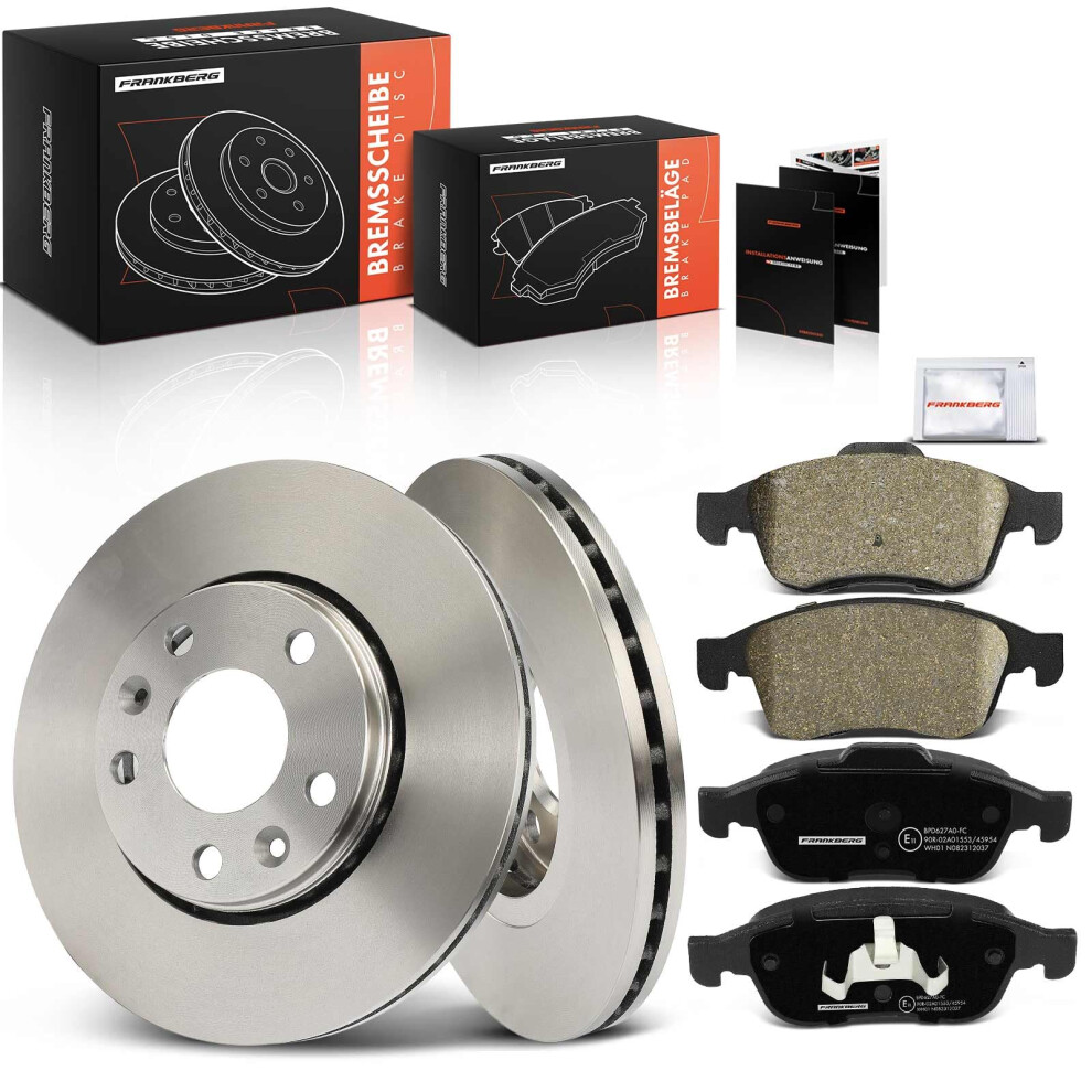 Frankberg Brake Kit Incl. 2X Brake Disc + 4X Brake Pad Front Compatible With Zoe Bfm Duster Hm Duster Hs M.e.g.a.n.e Iii Grandtour Kz0/1 Replace# 5051226491207