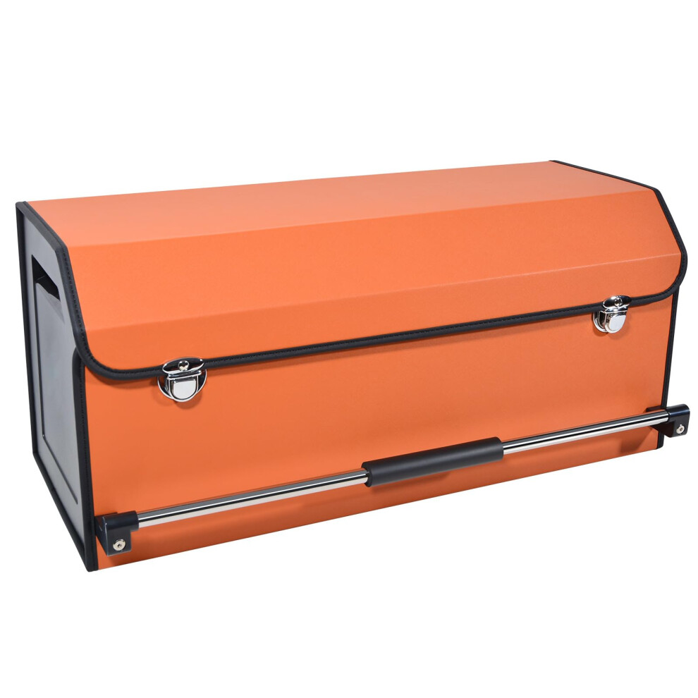 Xcf Car Boot Organiser Collapsible Leather Boot Organiser With Lid And Push-Pull Sturdy Handle And Storage For Suv, Truck, Sedan, Car Storage Orange 5051226470677