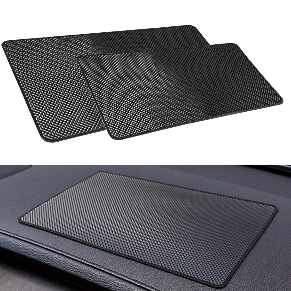 2 Pack Non-Slip Car Dashboard Mat Pu Magic Anti-Slip Grip Pad Multi-Purpose Holder For Phone Sunglasses Keys Heat-Resistant Residue-Free Mesh Texture 5051226464966