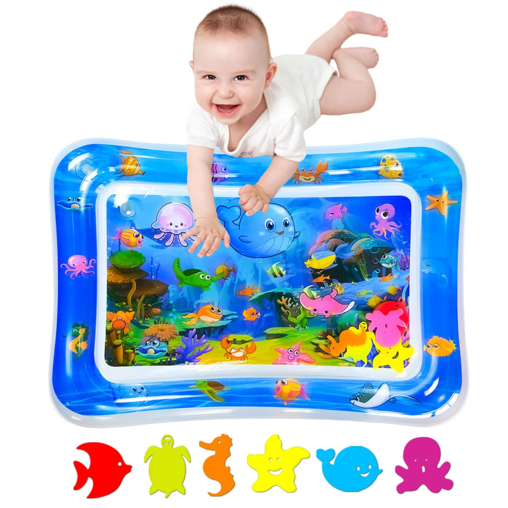 Baby Tummy Time Mat,Tummy Time Water Mat, Baby Toys 3-36 Months, Play Mat For Baby,Fun Early Development Activity Play Center For Newborn,70X50cm. Zhuynxir