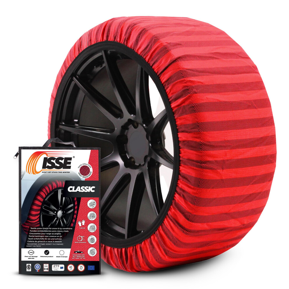 Isse Snow Socks T-62 | Homologated And High Safety Textile Snow Chains - Kit Of 2 Chains For Cars + Gloves 5051226472794