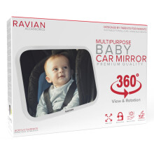 Baby Car Mirror for Back Seat, White, Safest Newborn Essentials with Rear View, Shatterproof, Adjustable to See Rear Facing for Infants, Kids and Pet
