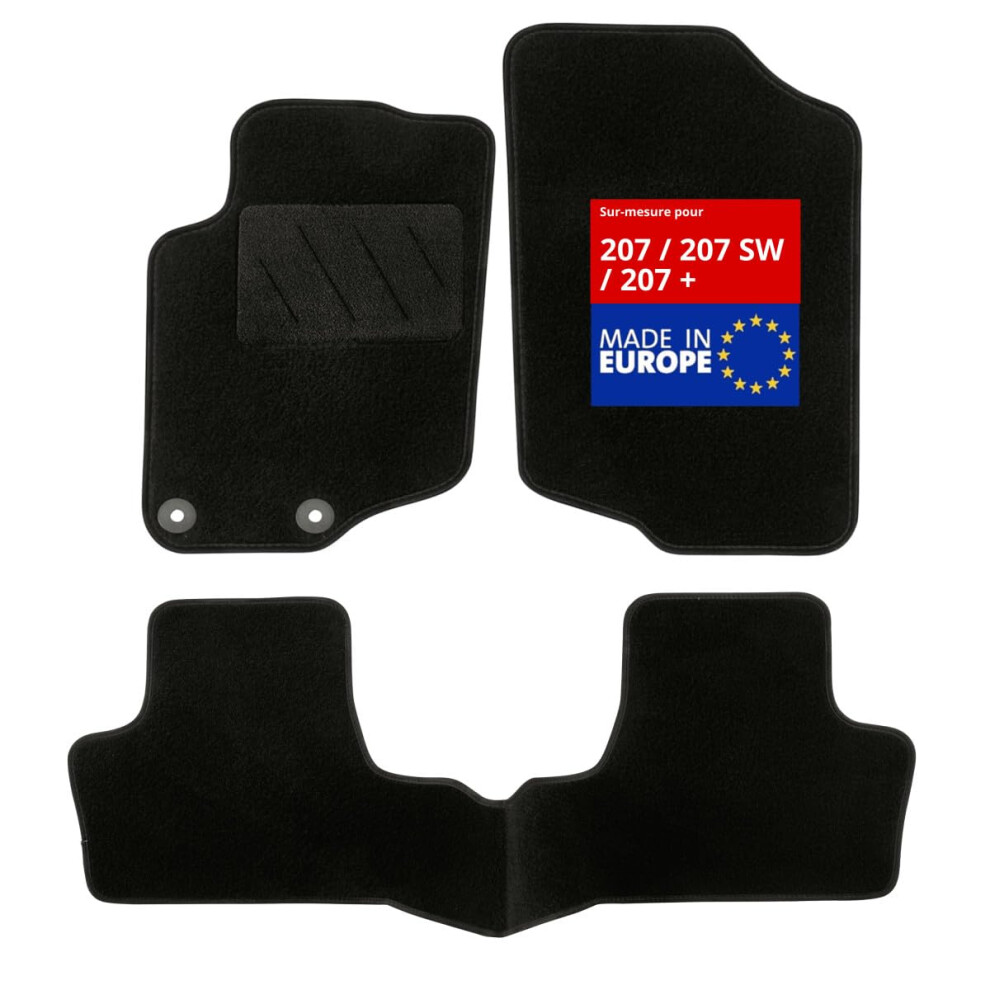 Dbs Car Floor Mat - Custom Made - 3 Pieces - Anti-Slip - Carpet 900G/Mâ² - Velours Finish - Range Star - Steering Wheel Left - 1763477 Black 5051226466380