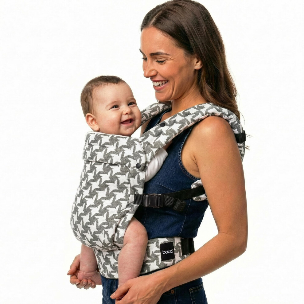 Boba Auri Baby Carrier Newborn To Toddler - Houndstooth Jacquard Newborn Carrier, 3 Ergonomic Positions (Front In/Front Out/Back)