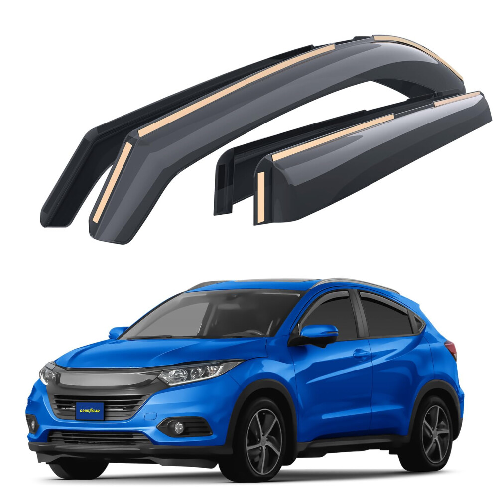 Goodyear In-Channel Wind Deflectors For/Compatible With Honda Hr-V 2015-2021 - Car Accessories - Rain Deflectors - Let Fresh Air In During Rain 5051226487828