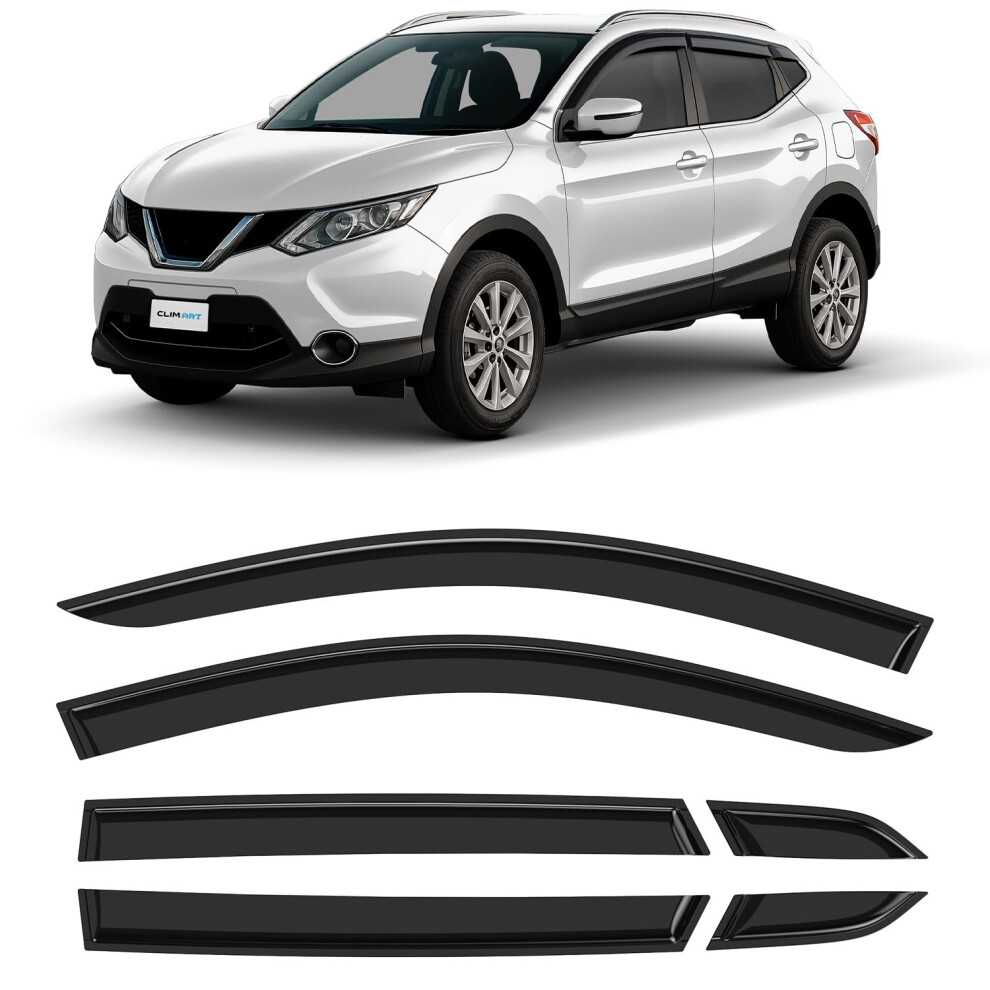 Clim Art Tape-On Wind Deflectors For/Compatible With Nissan Qashqai 2013-2021 J11 - Rain Deflector - Car Accessories - Car Wind Deflectors - Sun 5051226485947