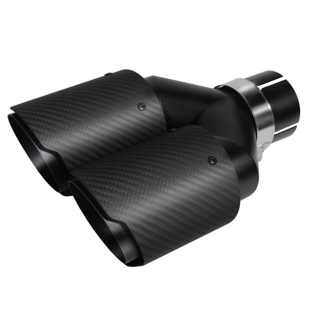 63Mm Exhaust Tips Dual Muffler Tip Carbon Fiber Car Exhaust Pipe Rear Tip Tail Throat (Matt All ) Black 5051226497827