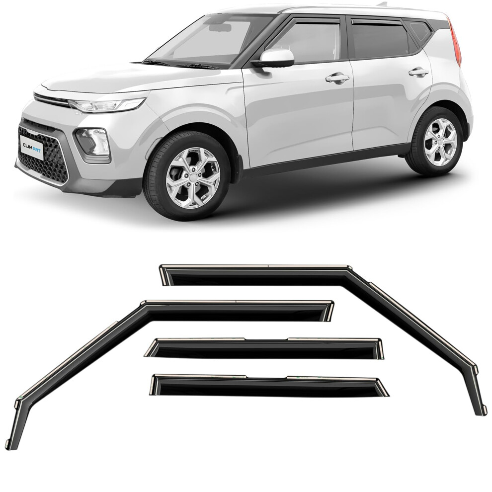 Clim Art In-Channel Wind Deflectors For/Compatible With Kia Soul/E-Soul 2019-2026 (Iii) - Rain Deflector - Car Accessories - Car Wind Deflectors 5051226486098
