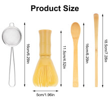 4 PcsMatcha Tea Set: Matcha Whisk Set, Bamboo Spoon, Holder & Sieve, Japanese Matcha Set Starter Kit, forMatcha Making Kit Accessories
