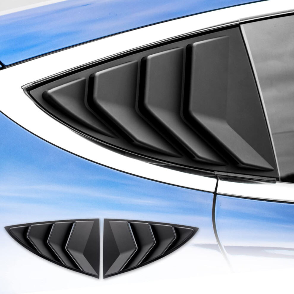 Kungkic 2 Pack Rear Side Window Louvers For Tesla Model 3 2017-2024,Window Louver Covers,Abs,Sunshade,Rain,Cool Outdoor Decor (Matte ) Black 5051226479038