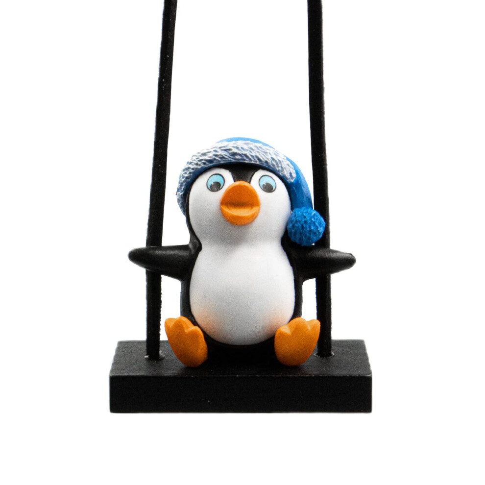Yekuyeku Swinging Penguin Car Ornament, 2 X 1.77 Inches, Casual, Animal Theme, Penguin, Good Luck, Driving, Car Decoration Black/White/Blue 5051226499333