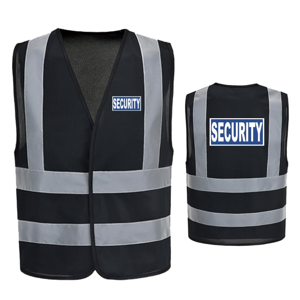 Aykrm Bluesecurity Xl Hi-Vis Vest - Reflective Safety Jacket For Security Personnel Black 5051226467608