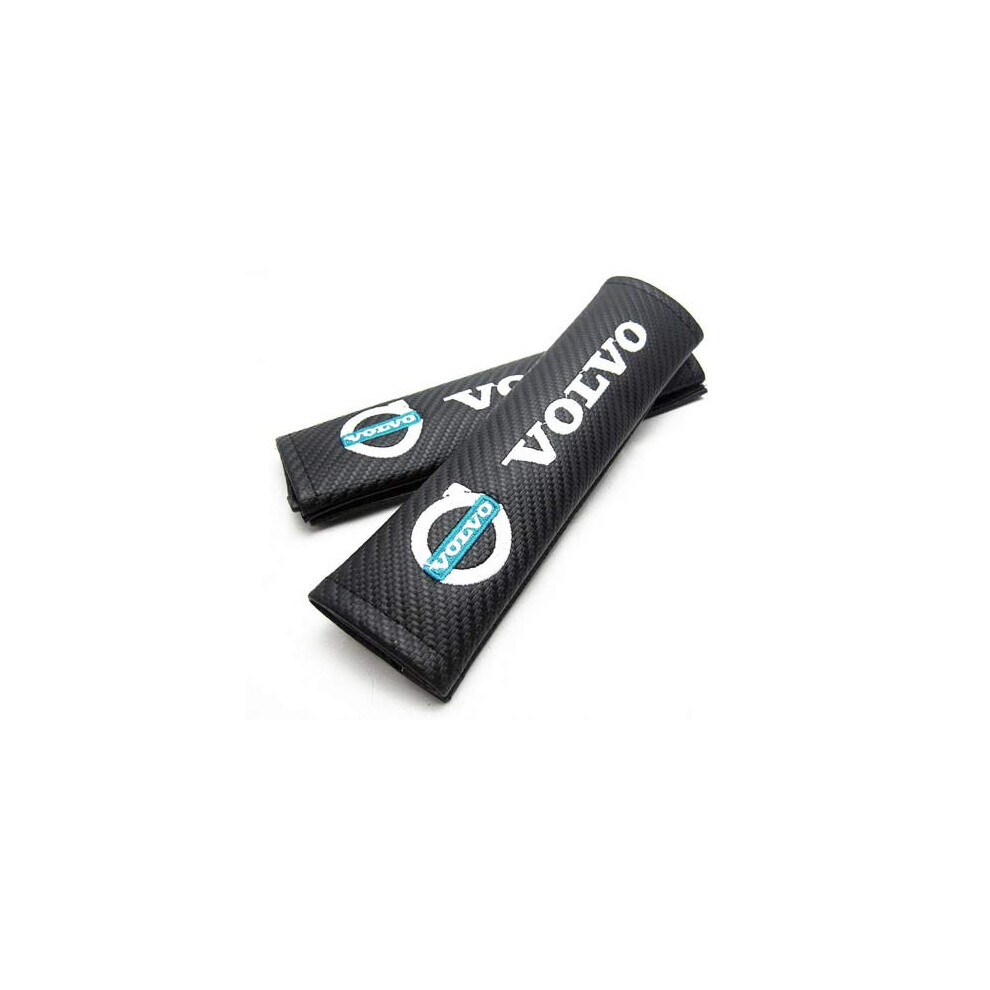 Carbon Fibre Effect Seat Belt Shoulder Cover Pads. Polestar V60 Xc90 S40 V70 Xc70 (Bl/Gn)) 5051226492853