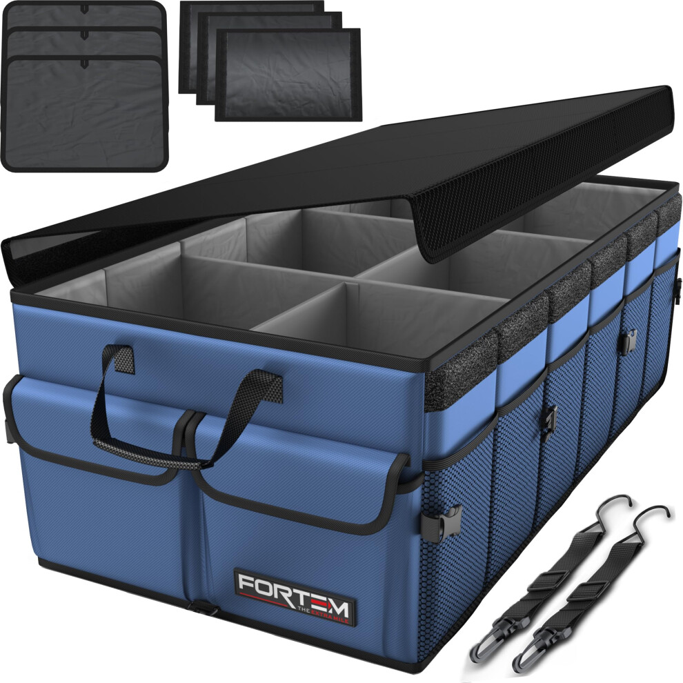 Fortem Car Boot Organiser, Collapsible Multi Compartment Suv Organizer, Foldable Storage For Car Accessories For Women Men, 600D Oxford 5051226470363