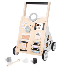 Wooden Baby Walker Push and Pull, Learning Activity Walker, 10 in 1 Multiple Activities Center for Toddlers Boys Girls
