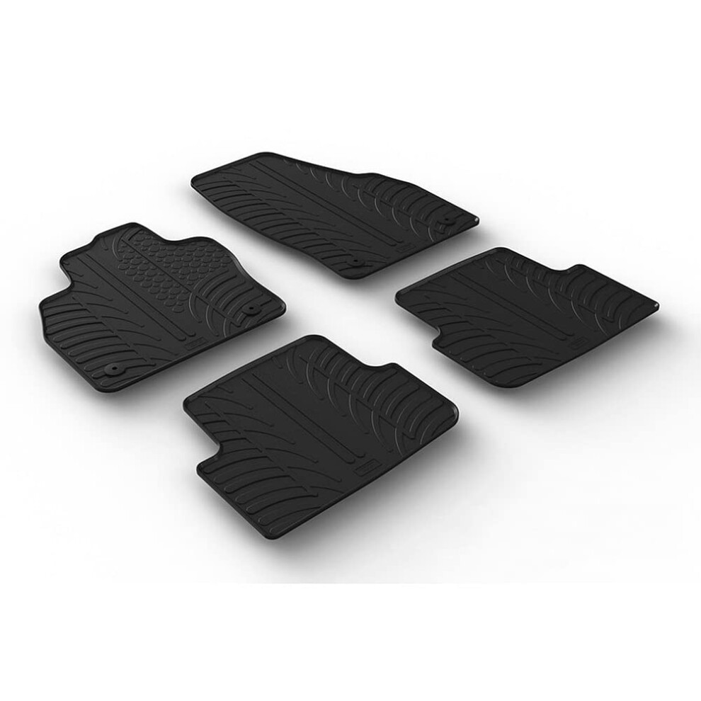 Gledring Set Of Rubber Mats Compatible With Volkswagen Taigo 2021 (T Profile 4-Piece + Mounting Clips), Black 5051226481499