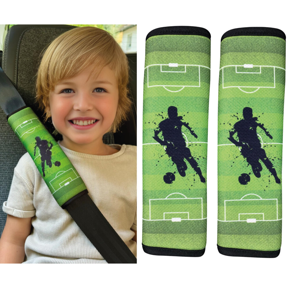 Heckbo 2X Kids Car Seat Belt Pads Seat Belt Protectors - Football - Seat Belt Pads For Kids And Babies- Ideal For Any Seat Belt Car Booster Seat Kids