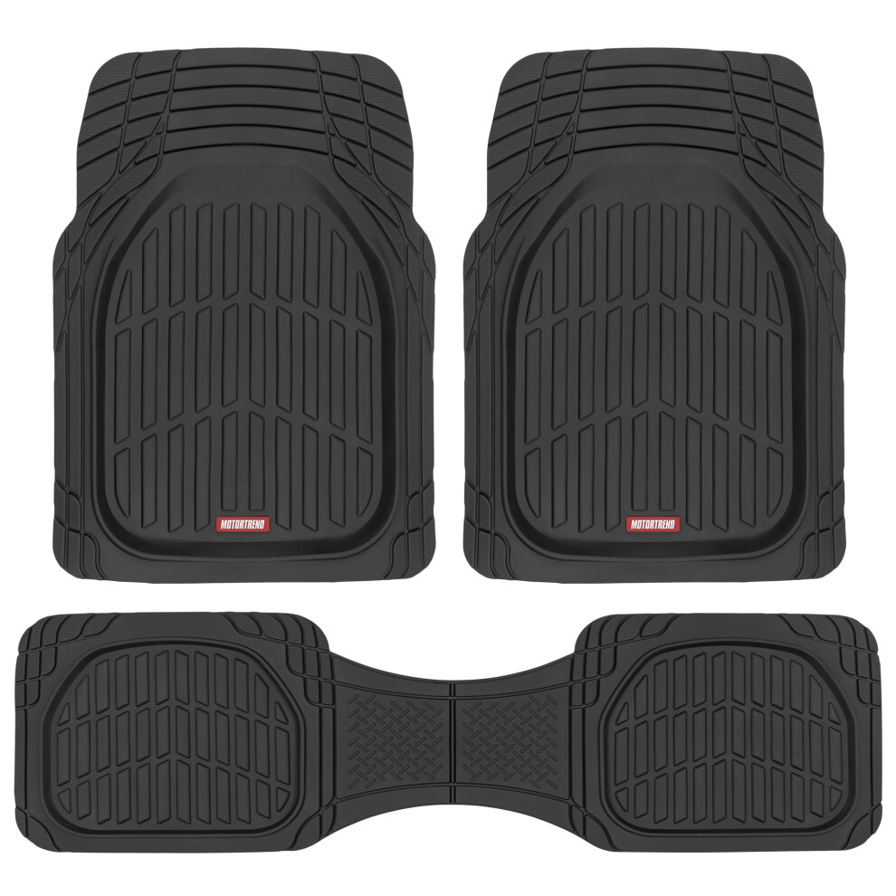 Motor Trend 923-Bk Flextough Contour Liners-Deep Dish Heavy Duty Rubber Floor Mats For Car Suv Truck & Van-All Weather Protection Black 5051226481284
