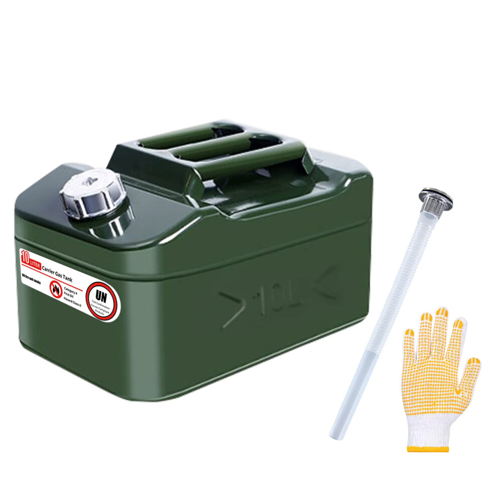 Zemoeng Jerry Can 10L Metal, Petrol Can With Flexible Spout, Un Approved Fuel Can For Petrol Diesel And Other Dangerous Goods - Green 5051226471957