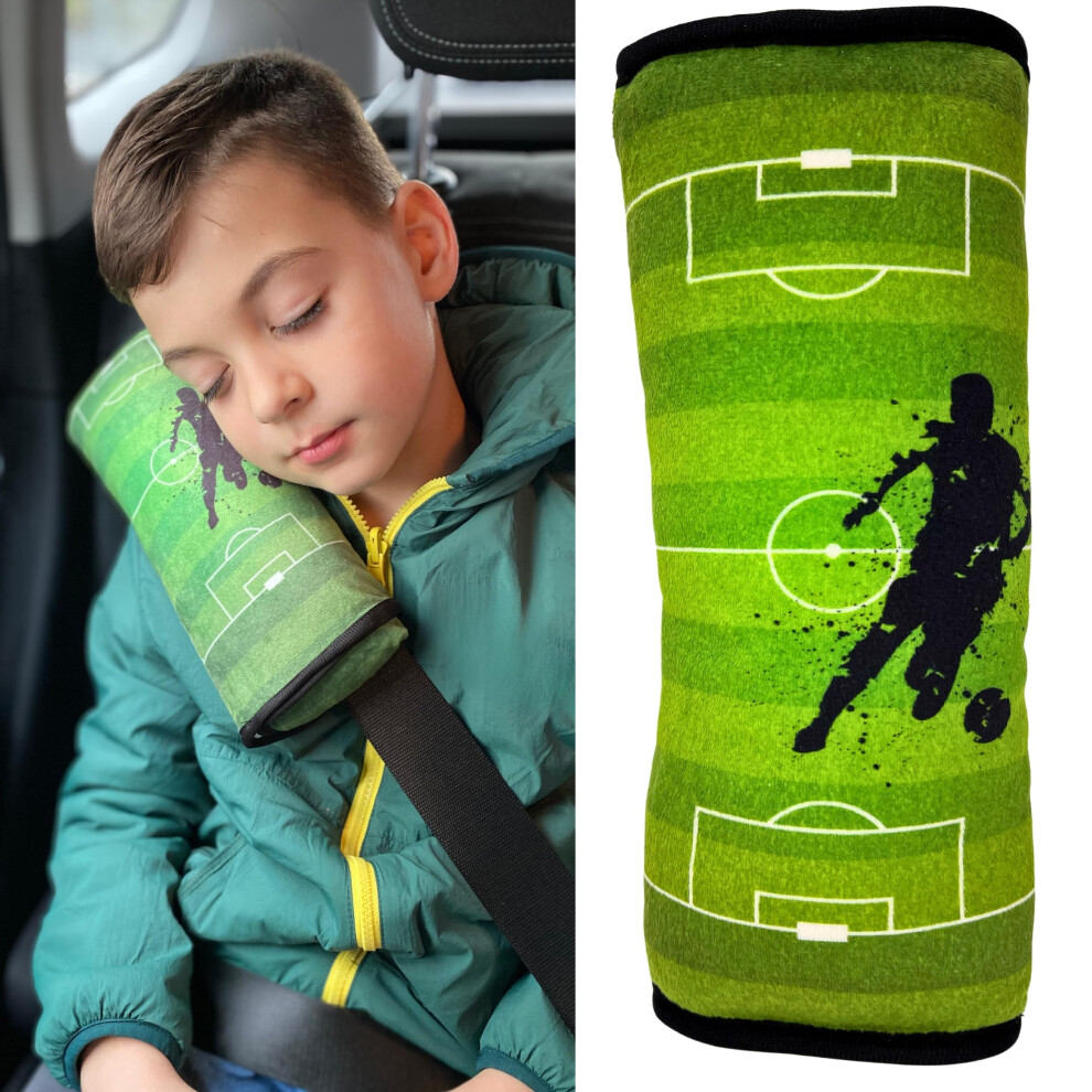 Heckbo Football Soccer Car Seatbelt Pillow For Children - Machine Washable - Girl Boy Kids Children Soft Car Seat Belt Cover Sleeping Pillows