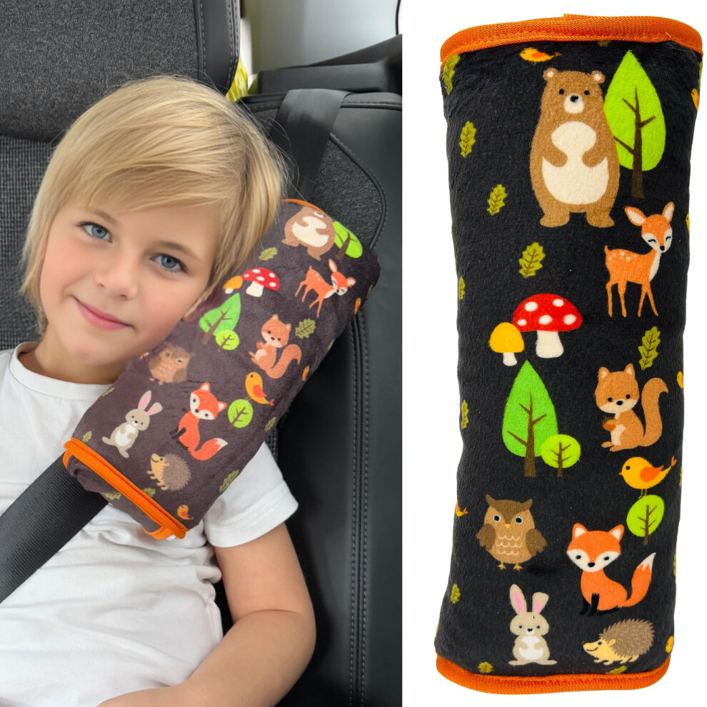 Heckbo Forest Car Seat Travel Pillow For Children Kids - Machine Washable - Car Seatbelt Pillow Cover Pillows Protection Car Pillow