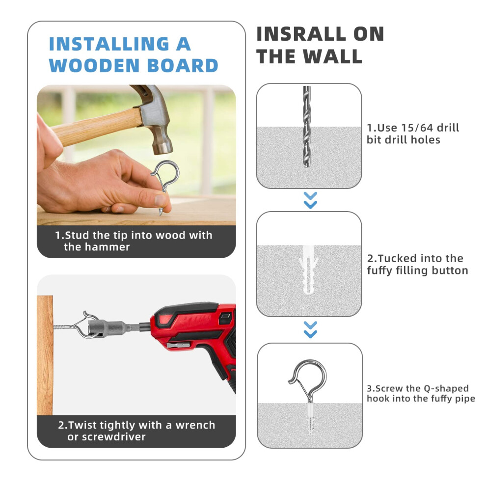Esteopt Screw-In Hooks, Q-Hanger Hooks, Screw Hooks For Outdoor String Lights Plants, Birdcage, Feeders, Christmas Decor, Mounted On Ceiling Or Wall 5051226661242