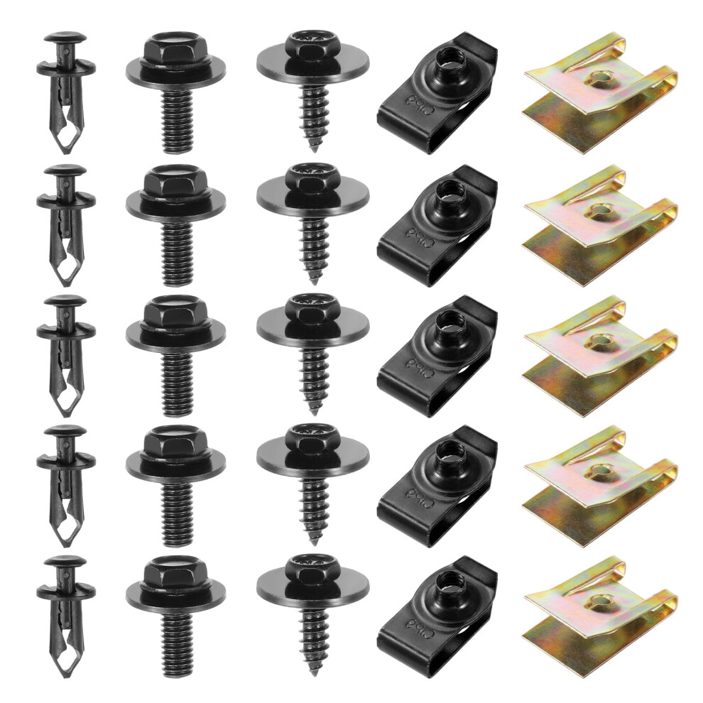 Faankiton 100Pcs Car Screws And Bolts, Car Screw And Nut Clip Kit, U Type Body Panel Screw Clips, Car Body Fender Screws, Car Bumper Screws, Metal U 5008298845964