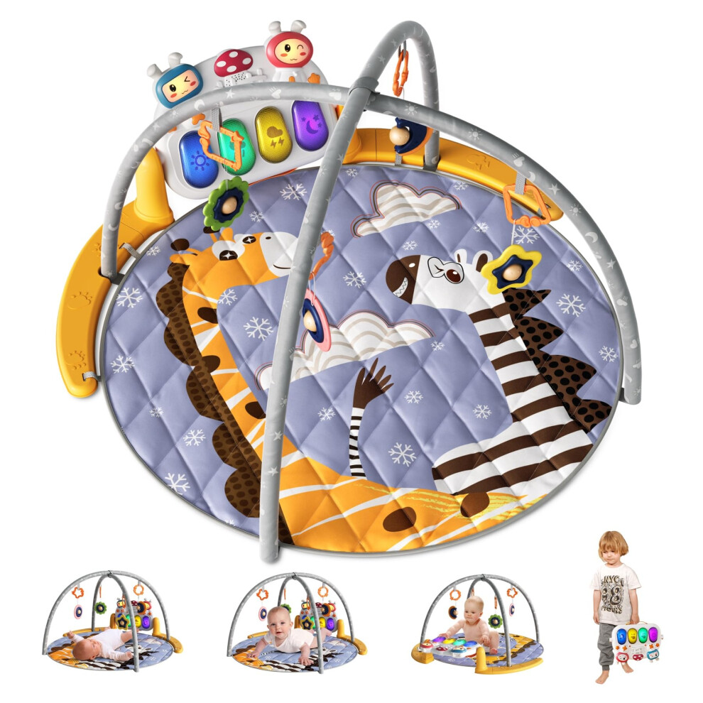 Tumama Kids 4-In-1 Kickin' Tunes Play Mat With 70+ Sounds, 25+ Minutes Music, Baby Piano Gym Mat
