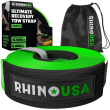 Rhino USA Recovery Tow Strap (7.6 cm x 6.1 m) - 13,600 kg Break Strength - Emergency Recovery Strap Tow Rope for Truck, UTV, ATV & More