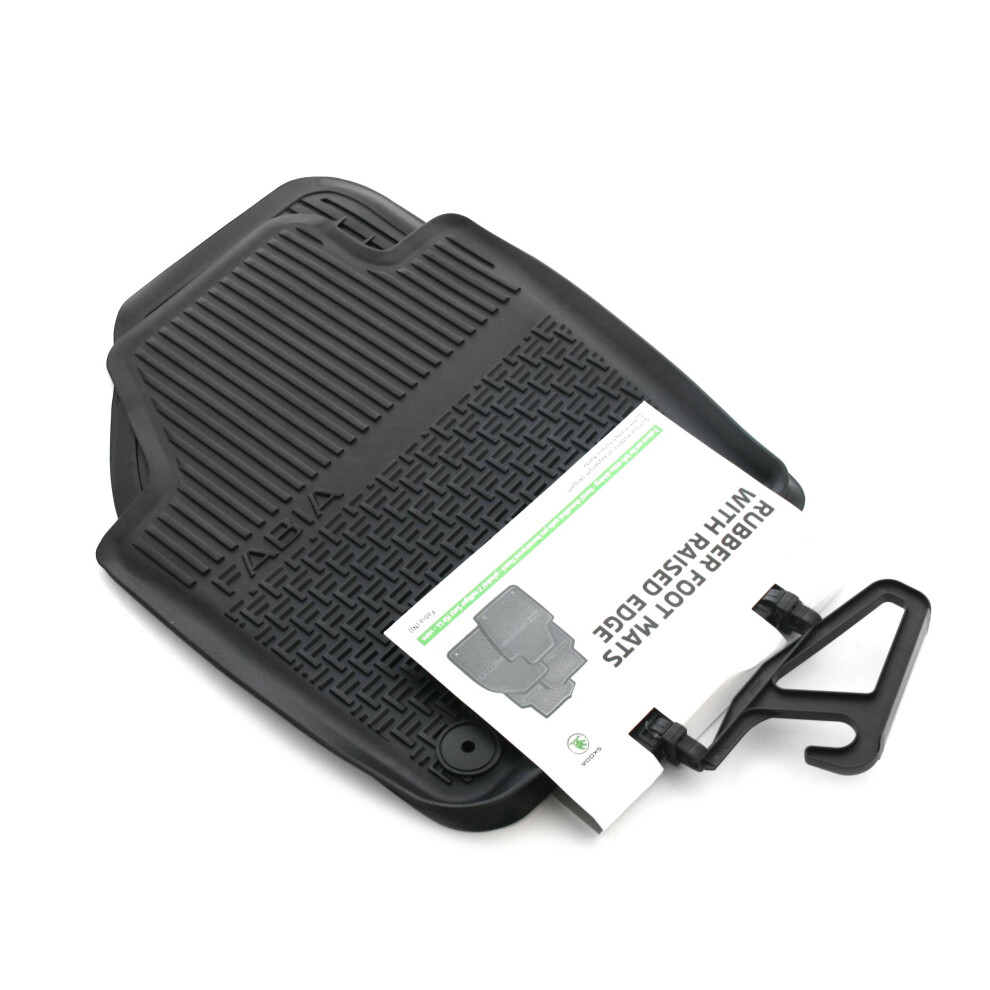 Skoda 6V1061551 Rubber Floor Mats 2X Front Rubber Mats Original All-Weather Mats With Lettering Black 5051226481888
